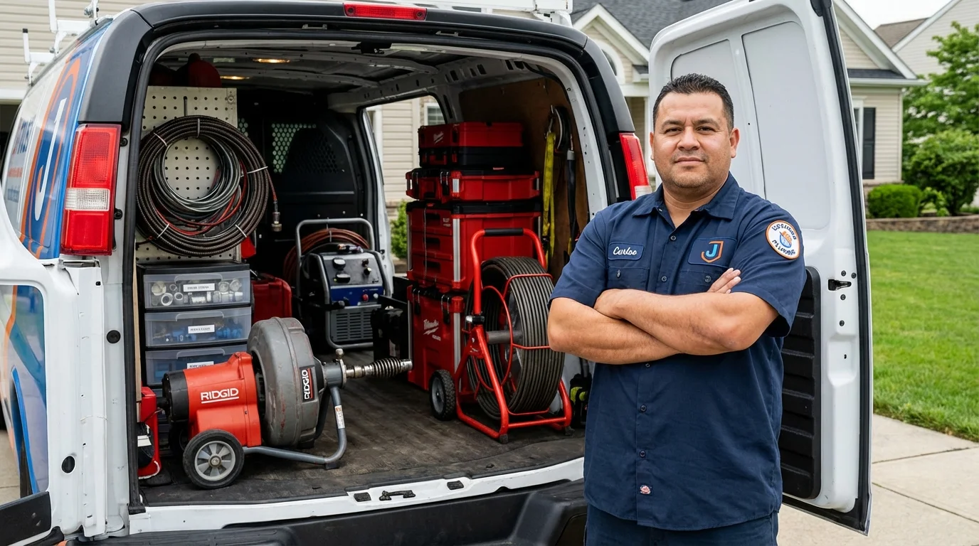 Professional drain cleaning equipment and Johns Plumbing LLC plumber in Greenwood
